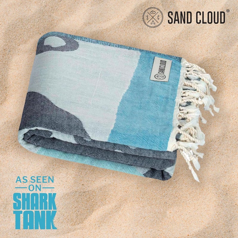 Sand Cloud Oversized Turkish Beach Towel (Bruno Blue) - 100% Certified Cotton Turkish Bath Towels - Sand Free & Quick Dry Large Beach Towel for Pool, Yoga, Picnic & Travel - As Seen on Shark Tank - Image 2